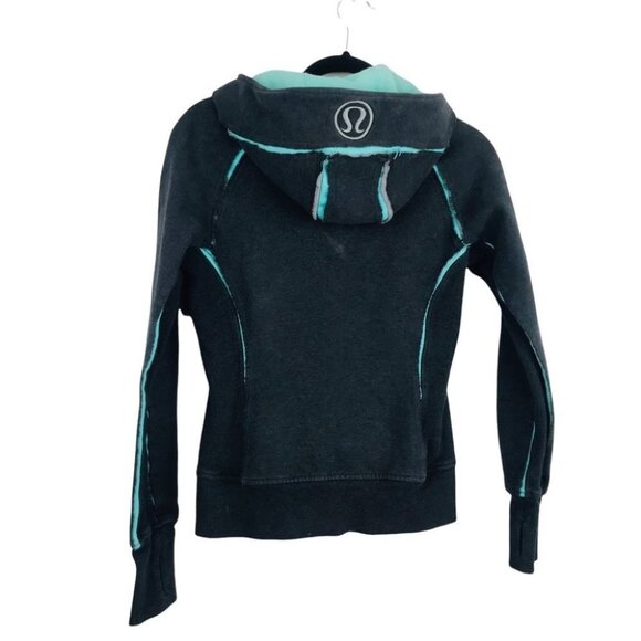 Lululemon Scuba Full Zip Sweatshirt/Hoodie, Vintage, Gray/Teal, Size 4 - Picture 6 of 16
